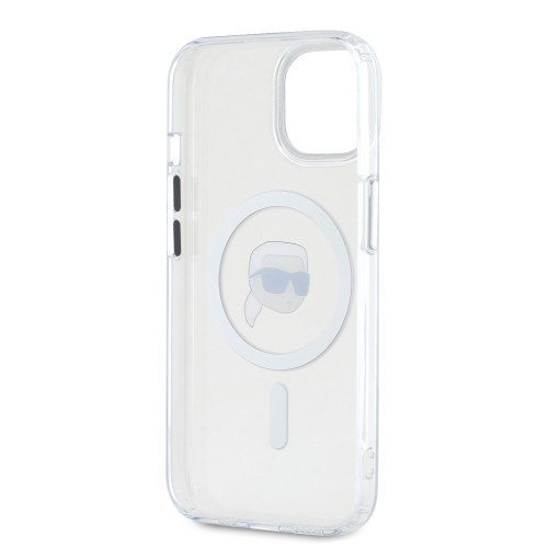 Karl Lagerfeld IML Karl Head Metal Frame MagSafe Case for iPhone 15 Transparent image 4