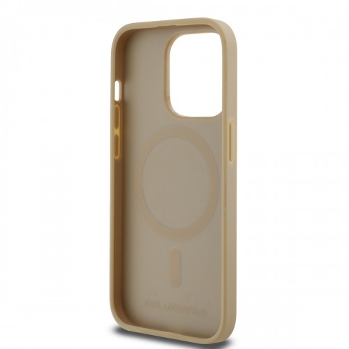 Karl Lagerfeld PU Leather Monogram Metal Logo MagSafe Case for iPhone 15 Pro Max Beige image 4