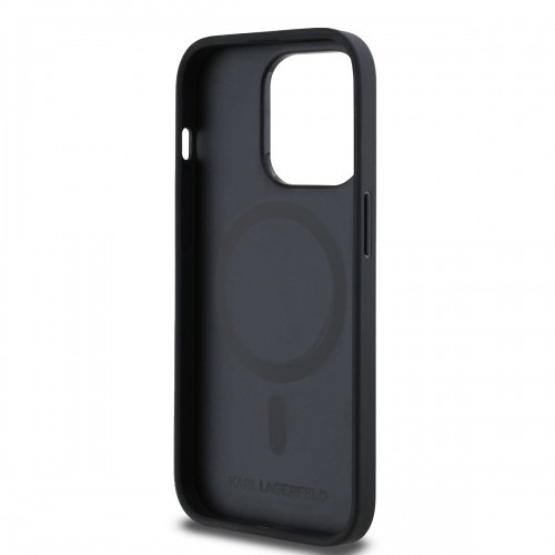 Karl Lagerfeld PU Leather Monogram Metal Logo MagSafe Case for iPhone 14 Pro Black image 4