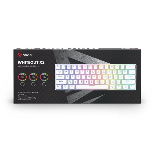 SAVIO MECHANICAL KEYBOARD WHITEOUT X2 OUTEMU BLUE, HOT SWAP image 4