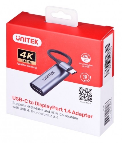 UNITEK ADAPTER USB-C, DISPLAYPORT 1.4, 8K@60HZ, V1415A image 4