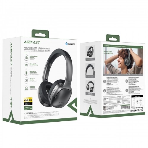 Acefast H2 on-ear wireless Bluetooth 5.3 ANC headphones - black image 4