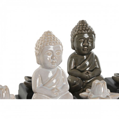 Burner Home ESPRIT Ceramic MDF Wood Buddha 24 x 8 x 14 cm (2 Units) image 4