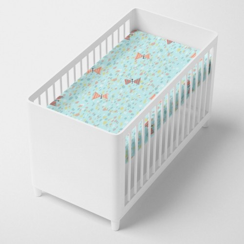 Fitted sheet HappyFriday MOSHI MOSHI Blue Multicolour 60 x 120 x 14 cm image 4