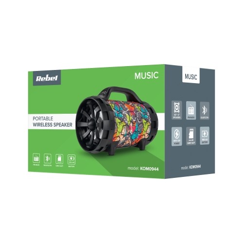 Rebel Bluetooth bezvadu skaļrunis ar Micro SD / Karaoke / AUX / USB / 25W / Mikrofons / Melns image 5