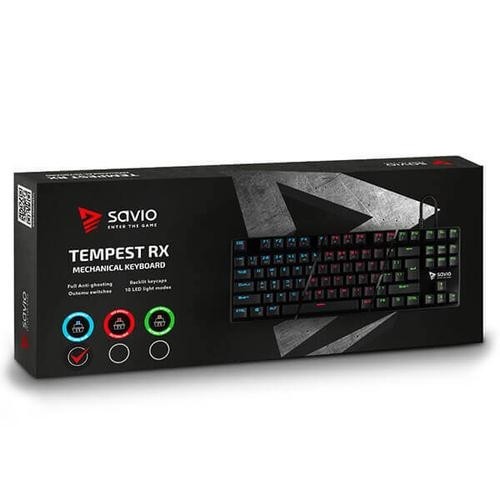 Savio Tempest RX keyboard USB QWERTY English Black, Blue image 5