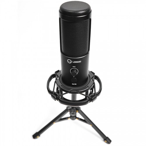 LORGAR Gaming Microphones, Black, USB condenser microphone with tripod stand, pop filter, including 1 microphone, 1 Height metal tripod, 1 plastic shock mount, 1 windscreen cap, 1,2m metel type-C USB cable, 1 pop filter, 154.6x56.1mm image 5