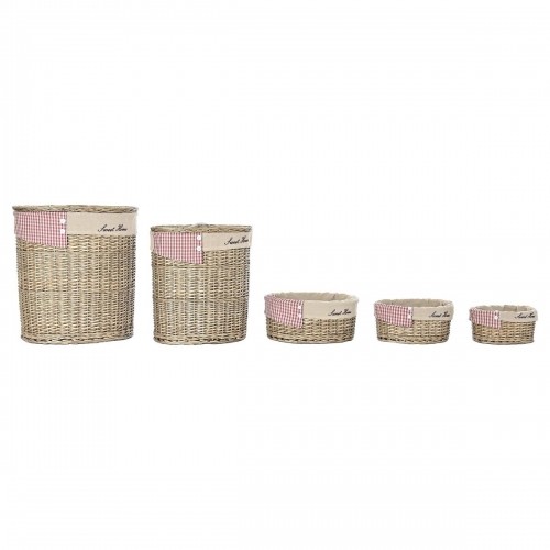 Set of Baskets DKD Home Decor Red Beige Natural wicker Cottage 51 x 37 x 56 cm (5 Pieces) (5 Units) image 5