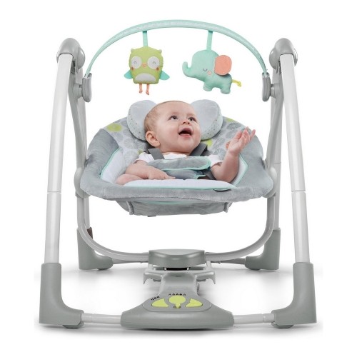 Rocking Chair Ingenuity Compact Swing - Hugs & Hoots White Grey image 5