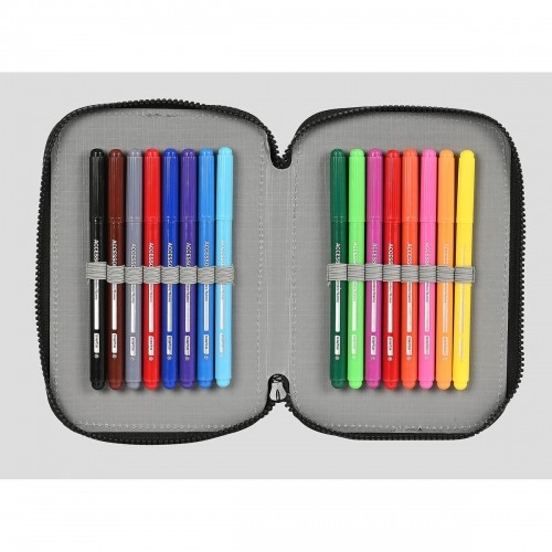 Double Pencil Case F.C. Barcelona Grey (13.5 x 20.5 x 4.5 cm) (34 Pieces) image 5