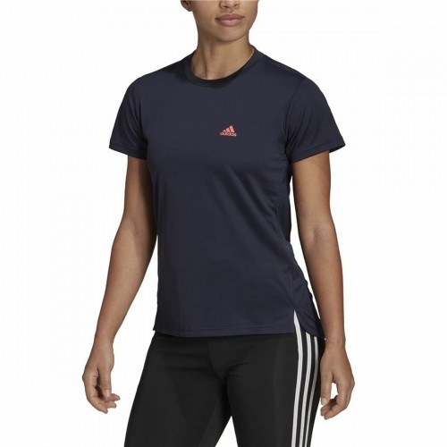 Women’s Short Sleeve T-Shirt Adidas Aeroready Designed 2 Move Black Blue image 5