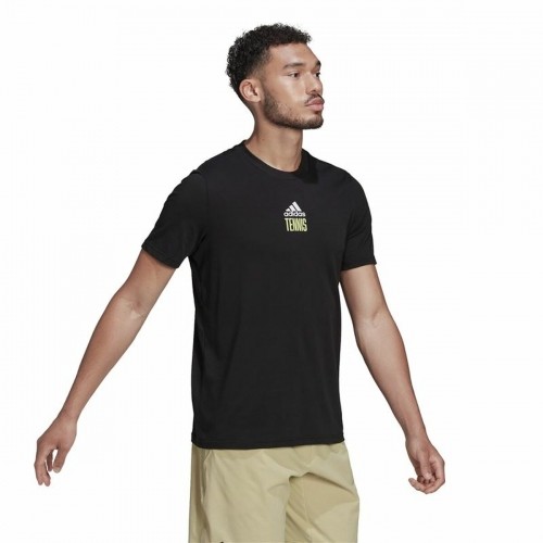 Men’s Short Sleeve T-Shirt Adidas Aeroready Paris Graphic Tennis Black image 5