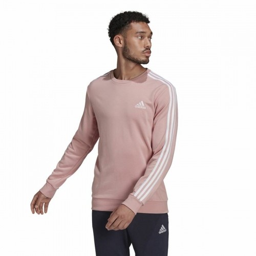 Men’s Sweatshirt without Hood Adidas Essentials French Terry 3 Stripes Pink image 5
