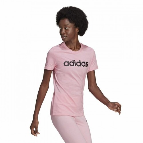 Women’s Short Sleeve T-Shirt Adidas Loungewear Essentials Slim Logo Pink image 5