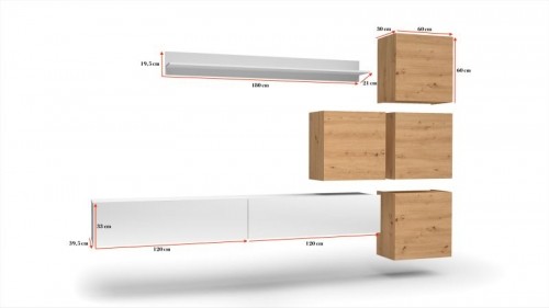 Halmar LIMA wall unit white/ artisan oak image 5