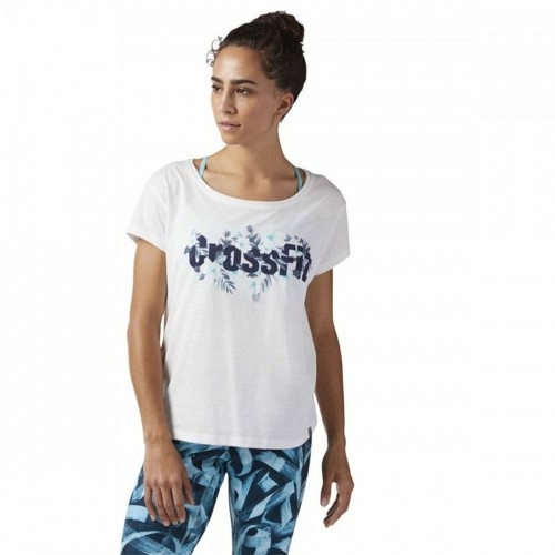 Women’s Short Sleeve T-Shirt Reebok Floral Easy Crossfit White image 5