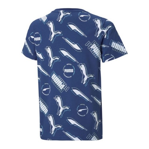 Child's Short Sleeve T-Shirt Puma AOP Dark blue image 5