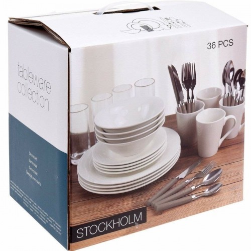 Dinnerware Set Excellent Houseware Stockholm Porcelain White 36 Pieces image 5