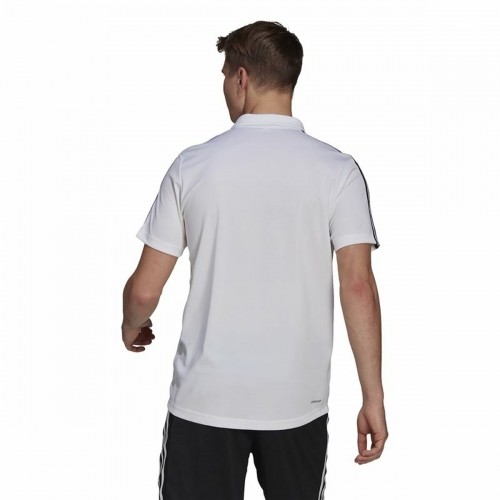 Men’s Short Sleeve Polo Shirt Adidas Primeblue 3 Stripes White image 5