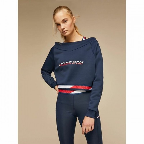 Women’s Sweatshirt without Hood Tommy Hilfiger Crop V Neck Dark blue image 5