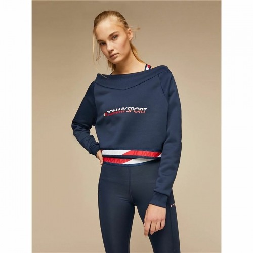 Sieviešu Sporta Krekls bez Kapuča Tommy Hilfiger Crop V Neck Tumši zils image 5