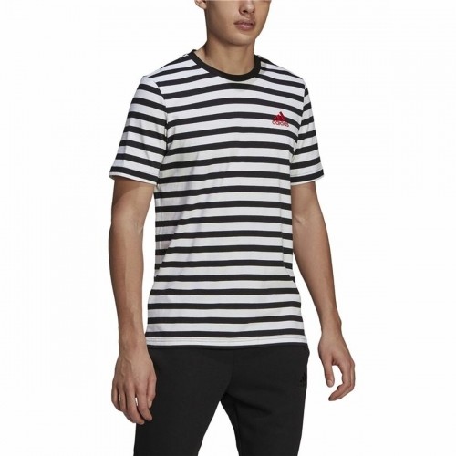 Men’s Short Sleeve T-Shirt  Essentials Stripey  Adidas Embroidered Logo Black image 5