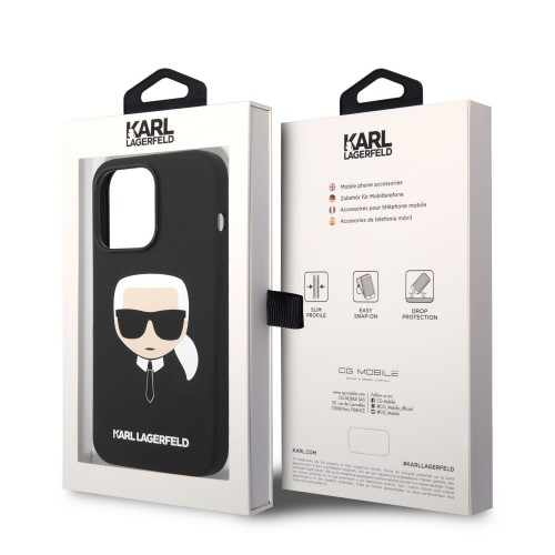 Karl Lagerfeld MagSafe Compatible Case Liquid Silicone Karl Head for iPhone 14 Pro Black image 5