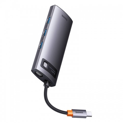 Hub 6in1 Baseus Metal Gleam Series, USB-C to 3x USB 3.0 + USB-C PD +  microSD|SD image 5