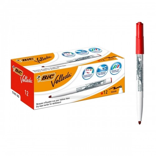 Marķiera Pildspalva Bic Velleda 1741 Baltā tāfele Sarkans 12 gb. image 5