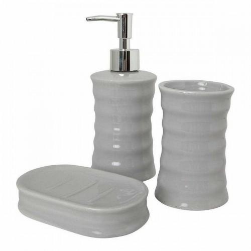 Bath Set Waves Ceramic Grey Metal (12 Units) image 5