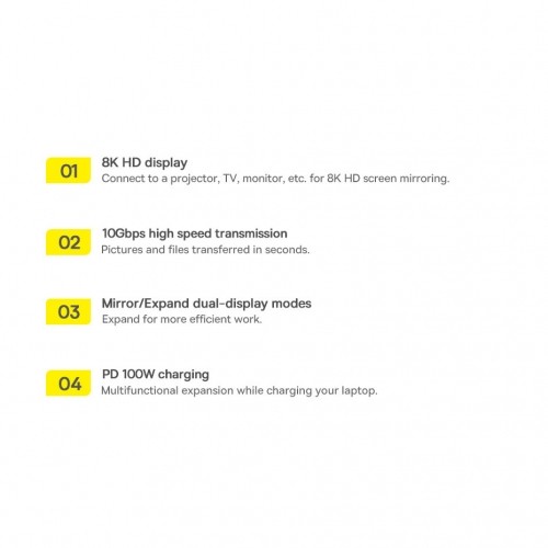 Baseus Metal Gleam multi-functional HUB USB Type C 12in1 HDMI | DP | USB Type C | minijack 3.5mm | RJ45 | SD (WKWG020213) image 5