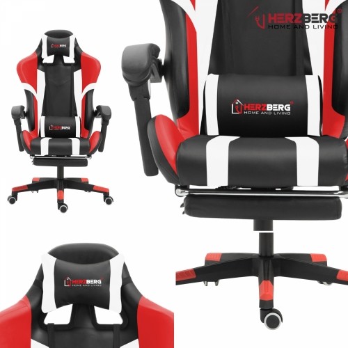 Herzberg Home & Living Herzberg HG-8083: Tri-color Gaming and Office Chair with Linear Accent Red image 5