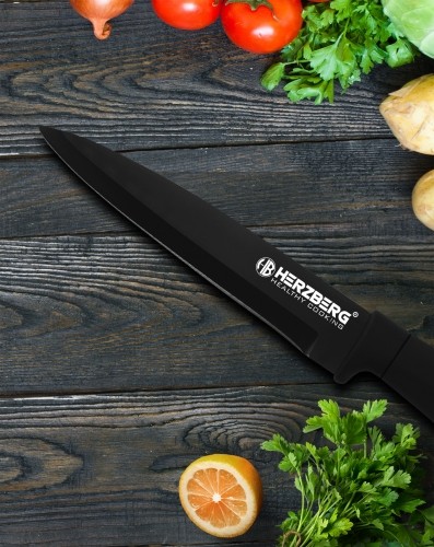 Herzberg Cooking Herzberg 8 Pieces Knife Set with Acrylic Stand-Black image 5