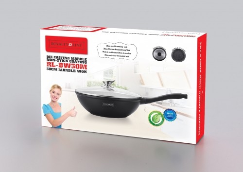 Royalty Line RL-BW30M: Marble Coated Cooking Wok Pan - 30cm image 5