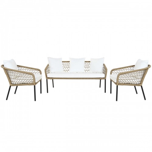 Table Set with 3 Armchairs DKD Home Decor White 137 x 73,5 x 66,5 cm synthetic rattan Steel image 5