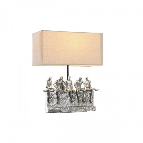 Galda lampa DKD Home Decor 36 x 21,5 x 43 cm Sudrabains Bēšs Metāls Sveķi 220 V 50 W image 5