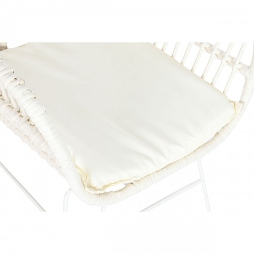 Galda komplekts ar 2 krēsliem DKD Home Decor 56 x 57,5 x 82 cm Stikls Metāls sintētiska rotangpalma Balts image 5