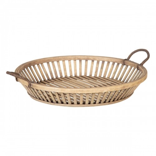 Snack tray 50 x 50 x 9,5 cm Natural Rattan (2 Units) image 5