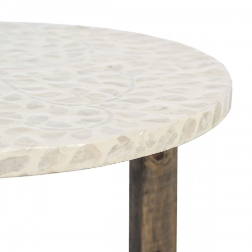 Side table Beige Brown Mother of pearl 40 x 40 x 45 cm MDF Wood image 5