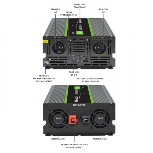 Qoltec Pure Sine Wave Inverter Monolith, 2000W, 4000W image 5