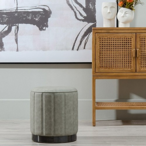 Pouffe Grey Synthetic Leather 38 x 38 x 42 cm DMF image 5