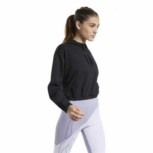 Sieviešu Sporta Krekls ar Kapuci Reebok Sportswear Cropped Melns image 5