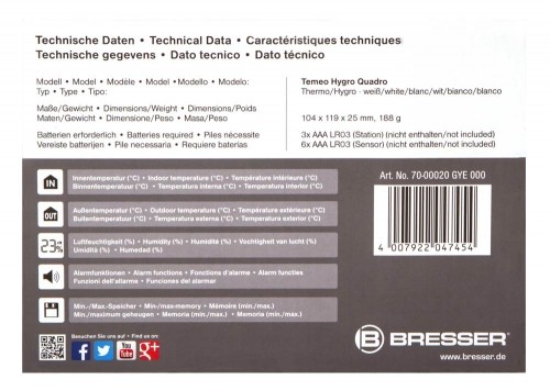 Meteoroloģiskā stacija Bresser Temeo Hygro Quadro, balta image 5