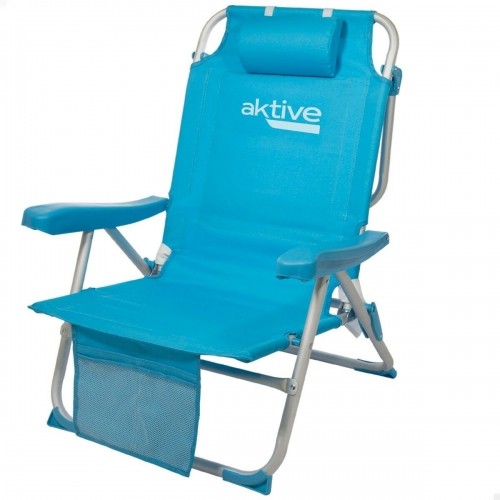 Folding Chair with Headrest Aktive 49 x 80 x 58 cm Blue (2 Units) image 5