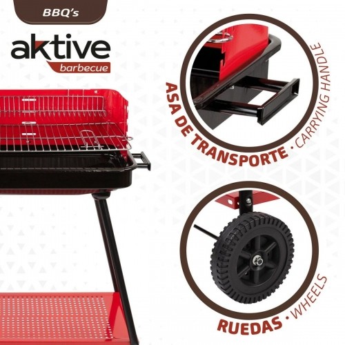Coal Barbecue with Wheels Aktive Steel Plastic Enamelled Metal 66 x 85 x 44 cm Red image 5