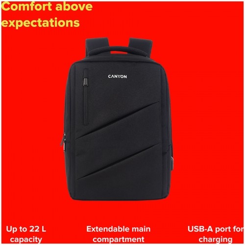 CANYON BPE-5, Laptop backpack for 15.6 inch, Product spec/size(mm): 400MM x300MM x 120MM(+60MM), Red, EXTERIOR materials:100% Polyester, Inner materials:100% Polyestermax weight (KGS): 12kgs image 5