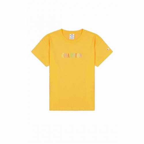 Women’s Short Sleeve T-Shirt Champion Crewneck Croptop Yellow image 5