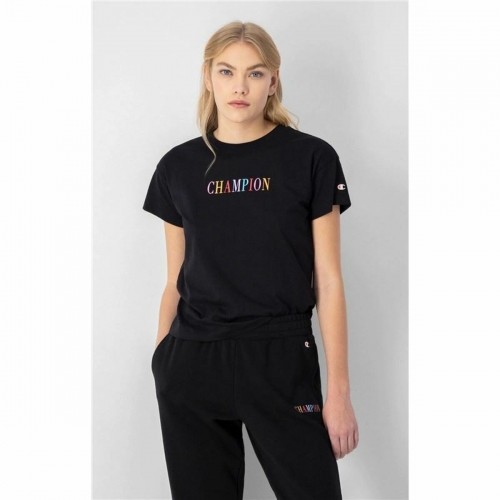 Women’s Short Sleeve T-Shirt Champion Crewneck Croptop Black image 5