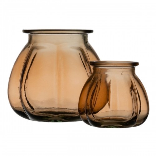 Vase Caramel recycled glass 18 x 18 x 16 cm image 5