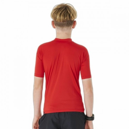 Children’s Short Sleeve T-Shirt Rip Curl Corps L/S Rash Vest  Red Lycra Surf image 5